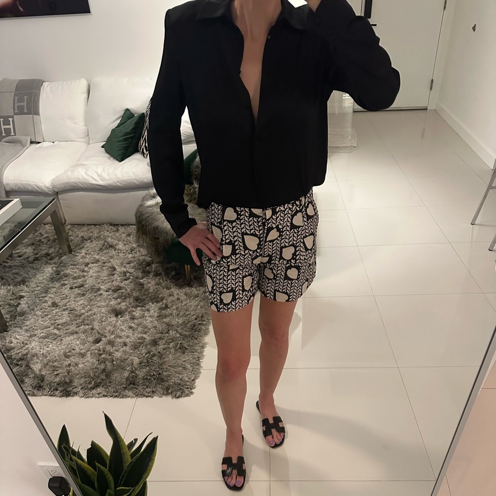 Stella McCartney 100% Silk Black and White Shorts